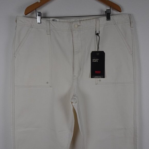 Levi's Utility Pants Jeans Men's 42x32 Off White Ivory Denim Tapered Pockets - Picture 2 of 12